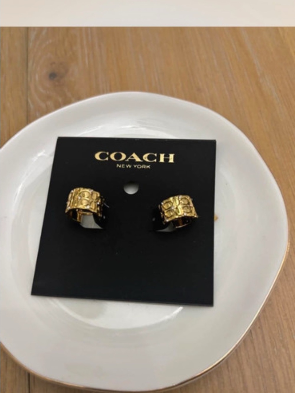 Gold Coach Signature Pattern Cuff Earrings